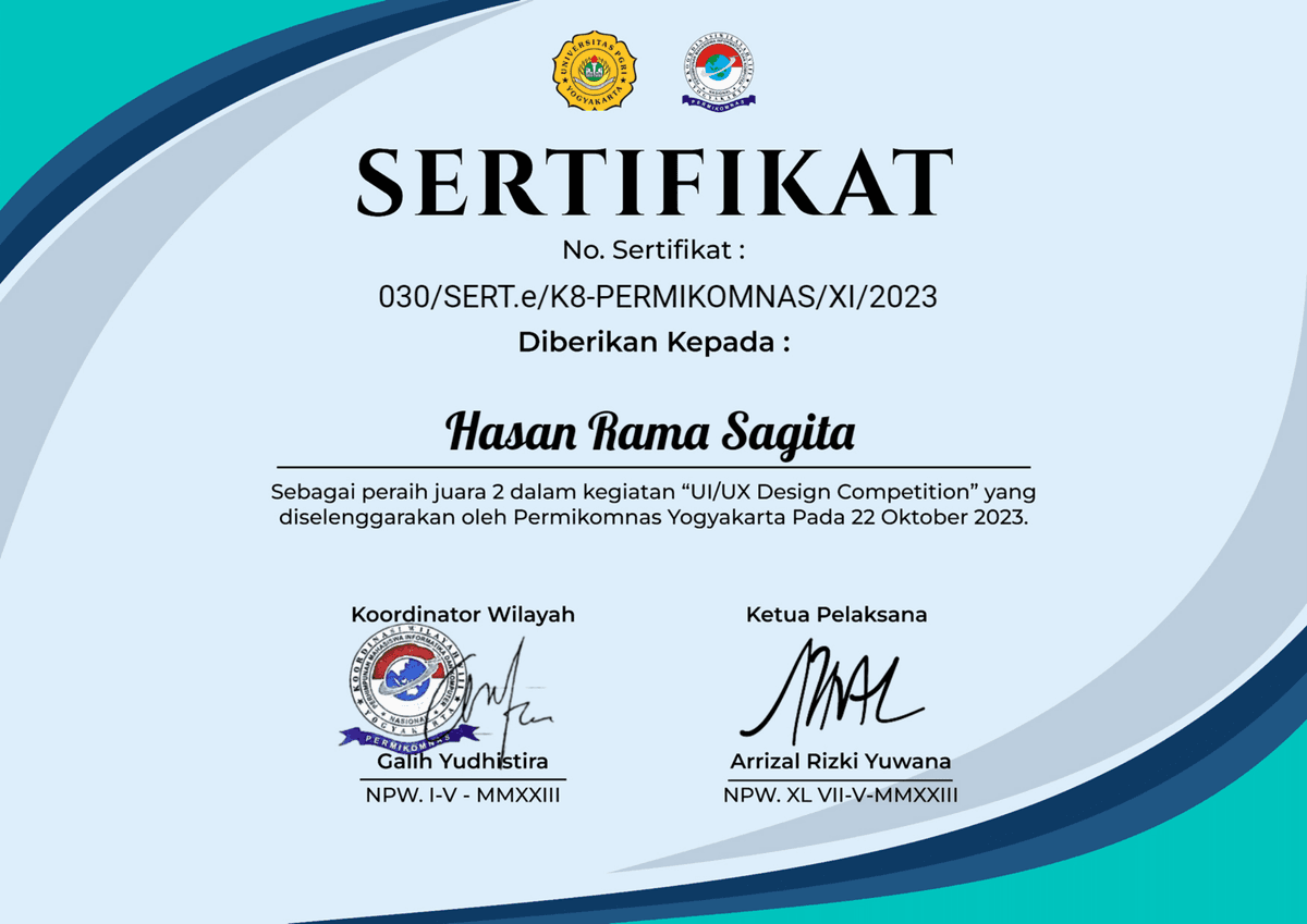 2nd Winner Permikom Nasional: UI/UX Competition